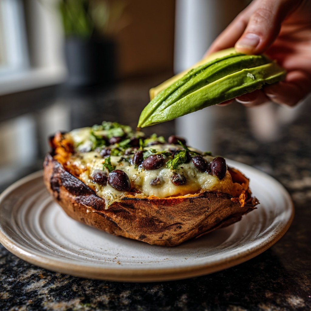 Gefüllte Süßkartoffeln mit Bohnen