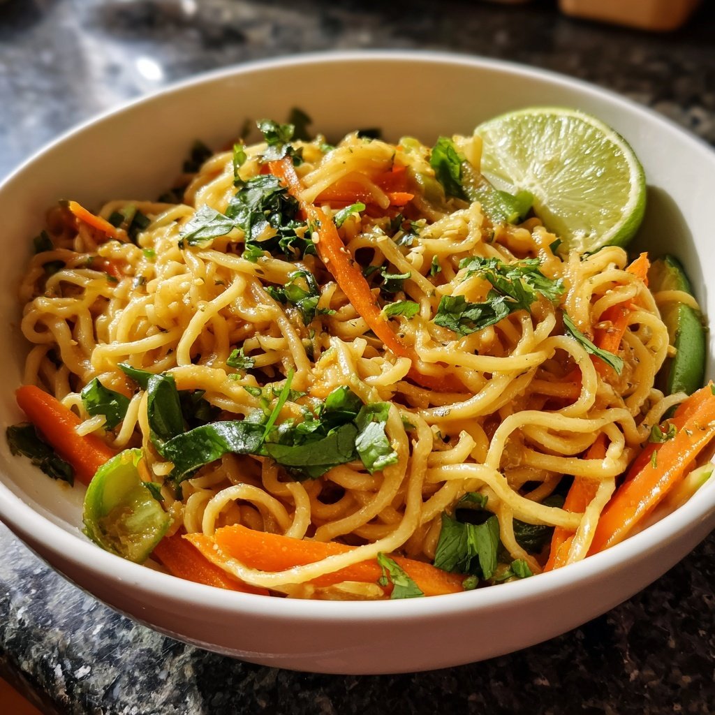 Reisnudeln mit Gemüse und Limette