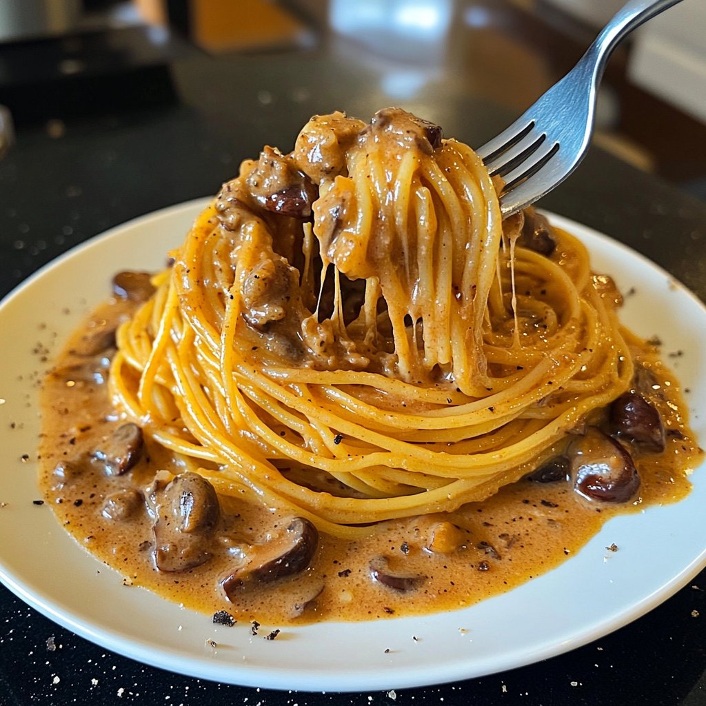 Spaghetti mit cremiger Pilzsauce