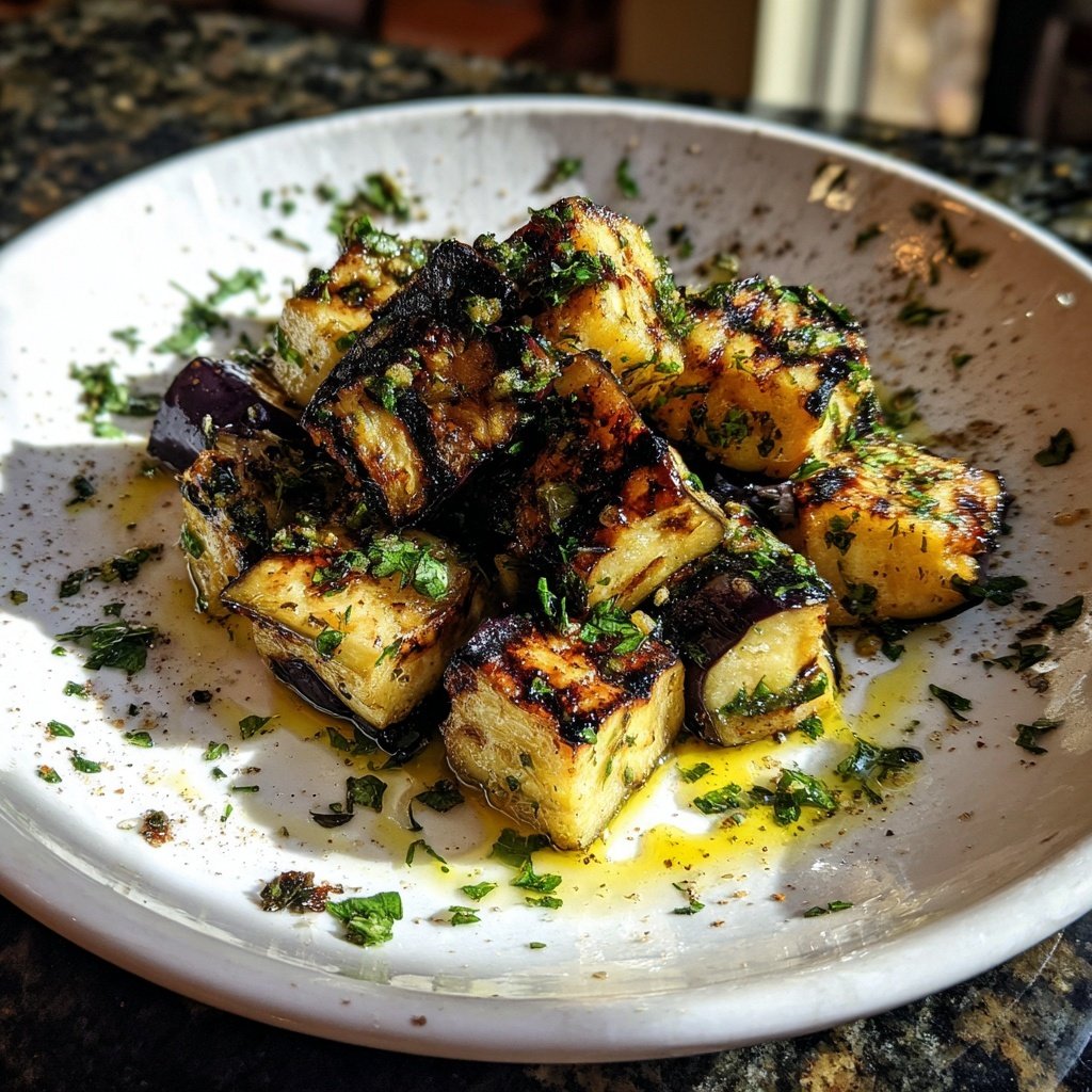 Gegrillte Auberginen Würfel