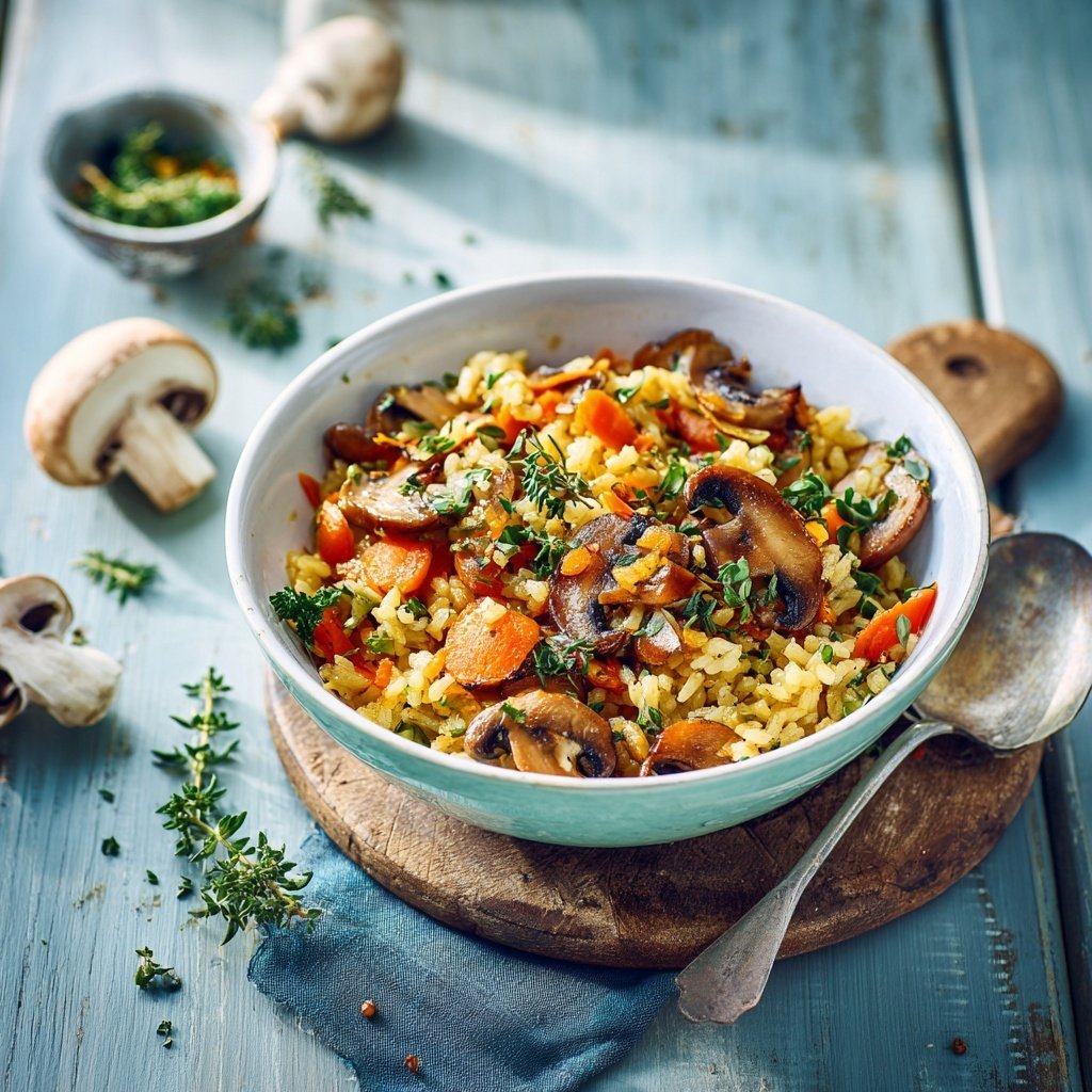 Kalorienarme Reispfanne Mit Champignons