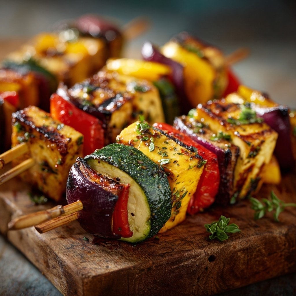 Grillspieße Mit Gemüse Und Tofu