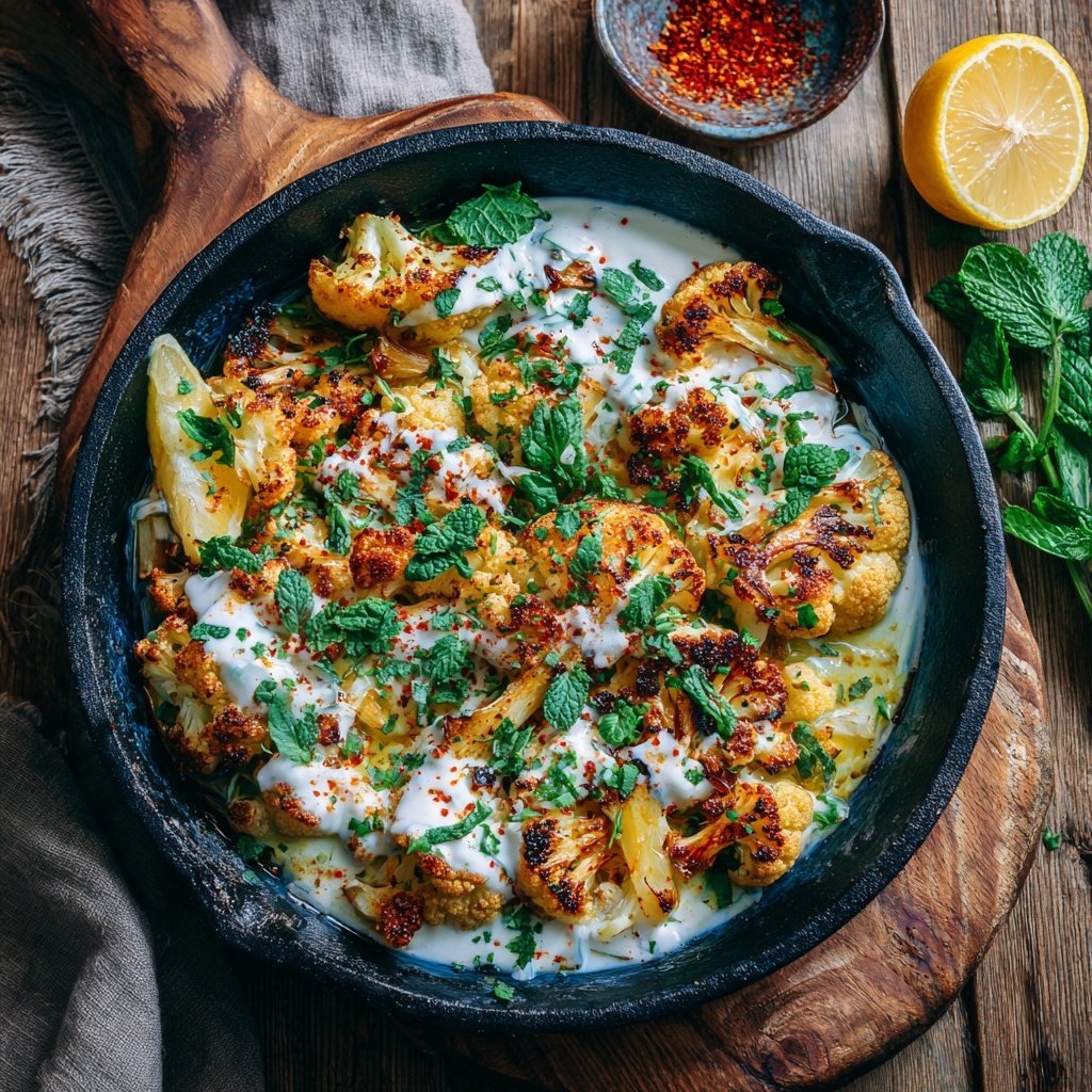 Blumenkohl Pfanne Mit Zitronen Joghurt