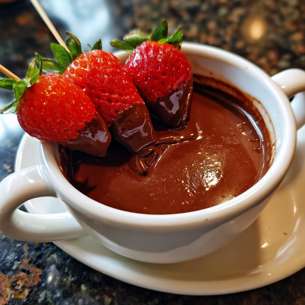 Schokoladenfondue mit Erdbeeren