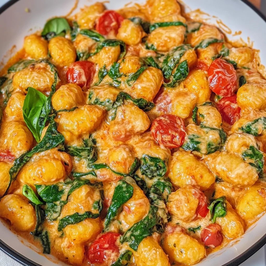 Schnelle Gnocchi-Pfanne mit Tomate & Spinat