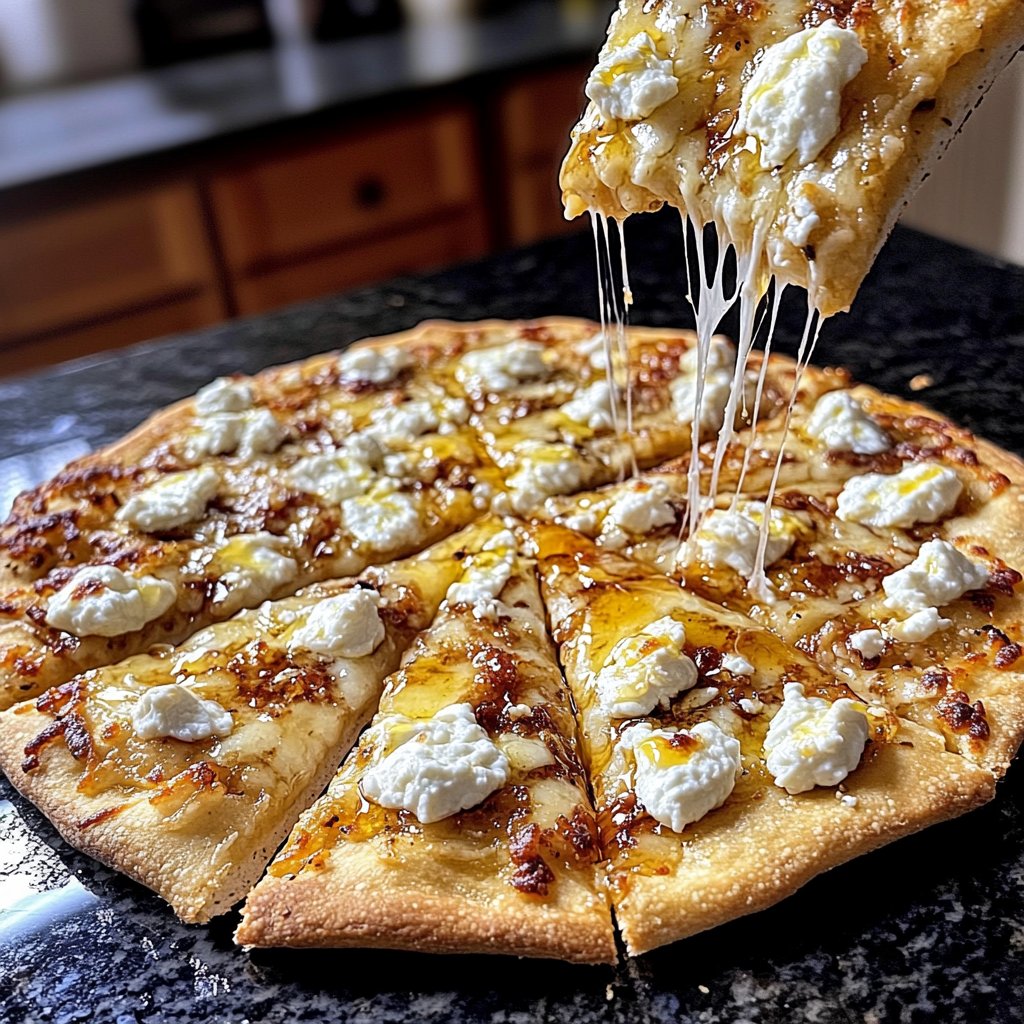 Pizza mit Ziegenkäse und Honig