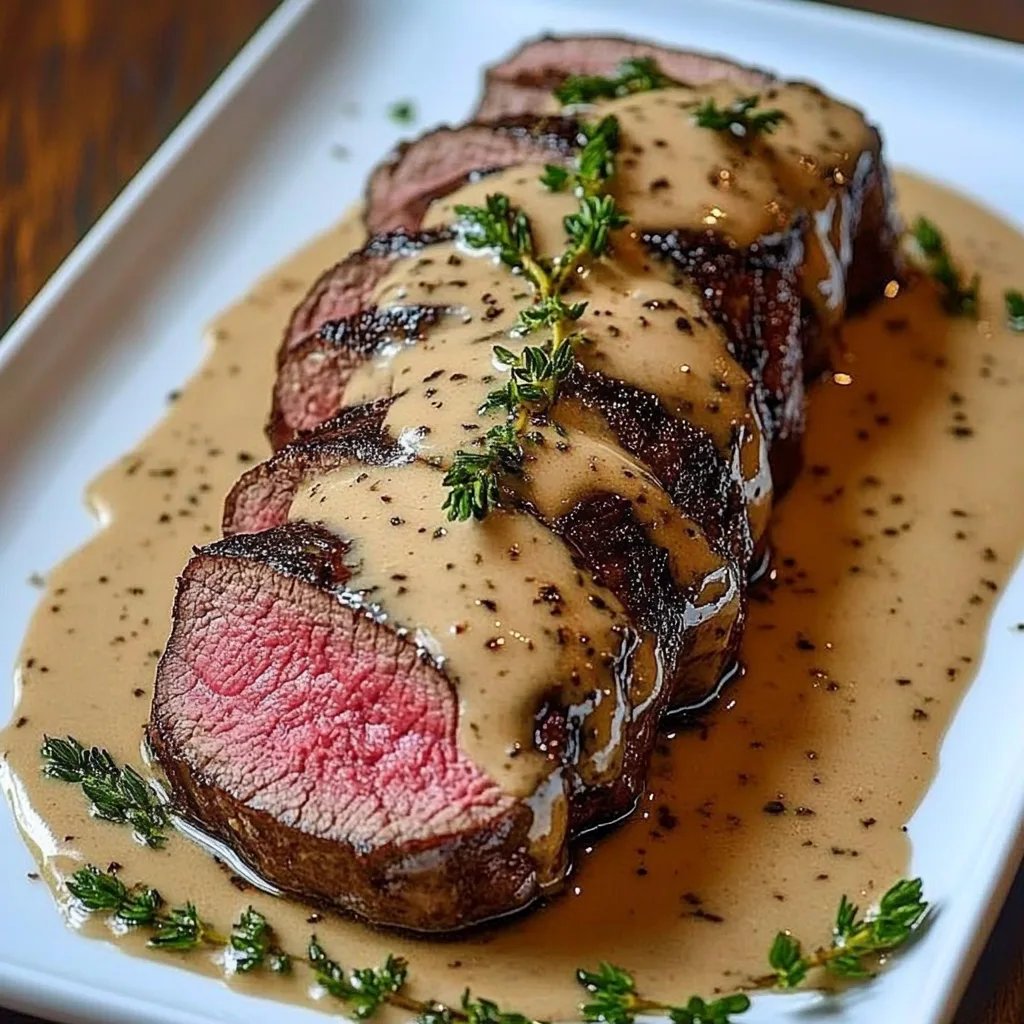 Zartes Rinderfilet mit cremiger Knoblauch-Dijon-Sahnesauce